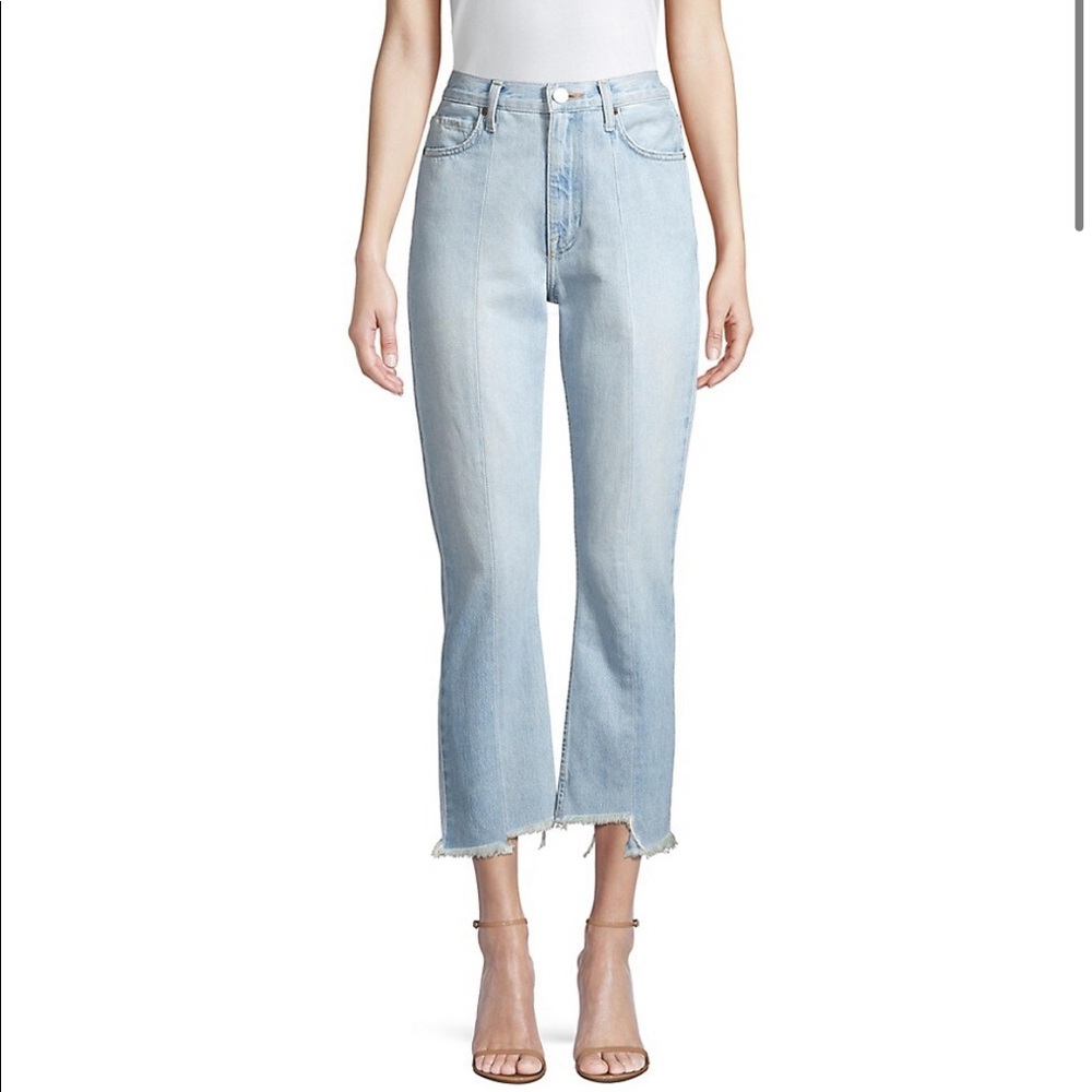Joie Charan Seamed, High-Rise Step-Hem Frayed Jeans, size 25